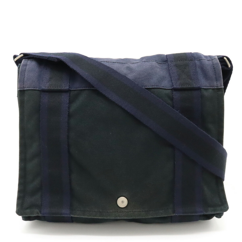 Hermes Fool Toe Shoulder Bag Canvas Navy Blue